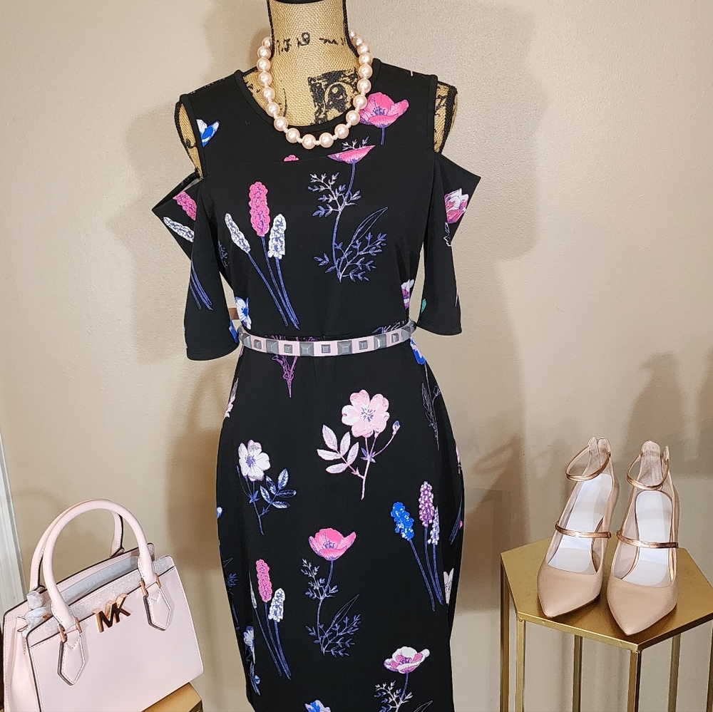 I Heart Ronson black floral dress: size m.
